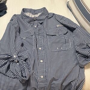 Men's Navy & White Gingham Button-Down Shirt - Casual Everyday Shirt